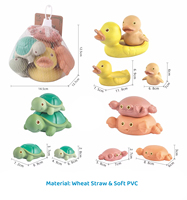 Juguete de Agua para Bebés de Paja de Trigo, PVC y Silicona, Suave, sin Agujeros, Flotante, con Forma de Vehículo, Animal, Barco, Cupcake, Pelota Sensorial, Juguete Educativo
