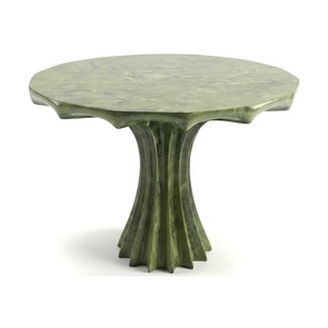 Table ronde en fibre de verre verte, table sur piétement en pierre naturelle polie pour salon, villa, hôtel - Product Image 1