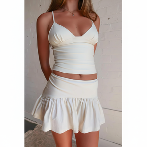 Buen precio Suéter sexy Sin espalda Halter Logotipo personalizado 2025 Conjunto de falda de verano Traje de falda de dos piezas en Nuevo diseño - Product Image 1