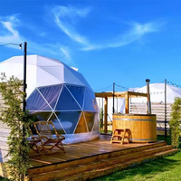 Dôme géodésique extérieur avec plateforme, taille personnalisée, quatre saisons, pour sites de glamping, resorts et événements, à vendre