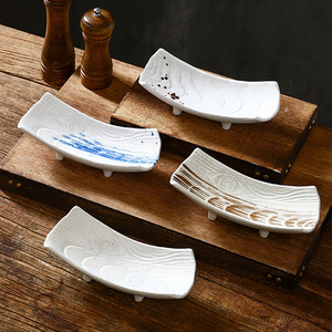 Bandeja de Sushi de cerámica <span class=keywords><strong>Rectangular</strong></span> de gama alta de 8,5 pulgadas, plato elegante para servir postres y aperitivos para fiesta, exhibición única en el comedor - Product Image 6
