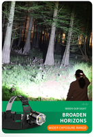 Potente Linterna Frontal LED de 1000 Lúmenes P70 con Zoom, Recargable con Batería 2*18650 Tipo C, para Camping
