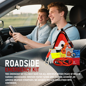 Kit d'urgence automobile pour marchandises en vrac, survie en extérieur, outils de réparation routière, en tissu Oxford, couleur rouge, garantie 1 an - Product Image 2