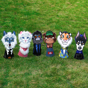 Neues Design Golf-Schlägerhauben Golf-Schlägerkopfhüllen Tier-Plüsch-Stickerei PU-Leder <span class=keywords><strong>Driver</strong></span> Wood <span class=keywords><strong>Cover</strong></span> Golf-Zubehör - Product Image 1