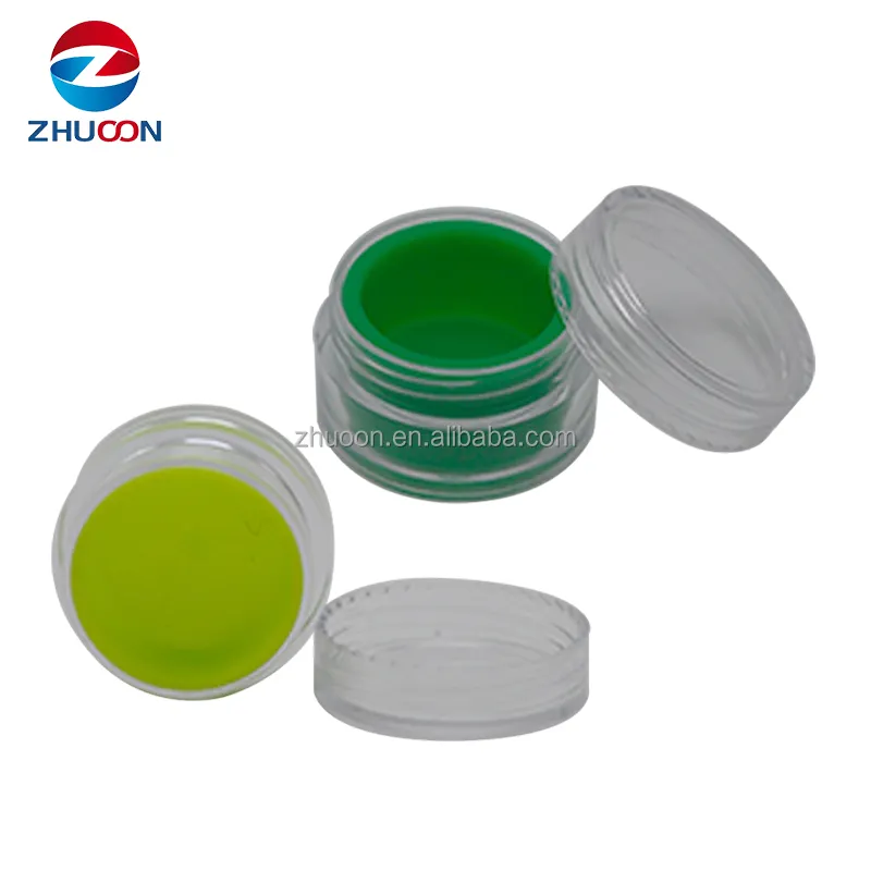 Contenedores de cilindros de plástico transparente Inserto de silicona Molde de tarro de 7 gramos Silicona colorida
