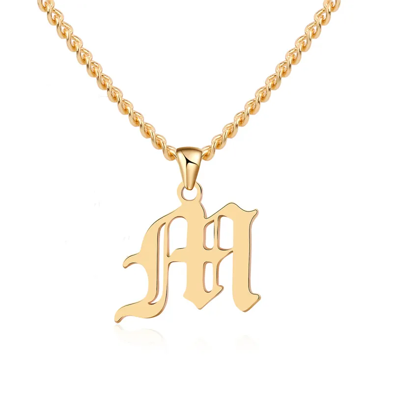 Kalung Liontin Huruf Huruf A-Z Huruf Huruf Huruf Huruf Huruf Huruf Huruf Huruf Huruf Huruf Kuno Sesuai Pesanan Gaya Inggris