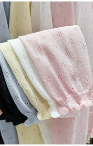 Cárdigan de punto calado para mujer, manga larga, con botones frontales, ribete con volantes, ligero, transparente, top de verano para capas - Product Image 5