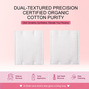 80/150 PCS Tampons <span class=keywords><strong>de</strong></span> <span class=keywords><strong>coton</strong></span> carrés 3 couches en <span class=keywords><strong>coton</strong></span> biologique non-tissé, texture double face, sans peluches, pour le maquillage et l'exfoliation - Product Image 3