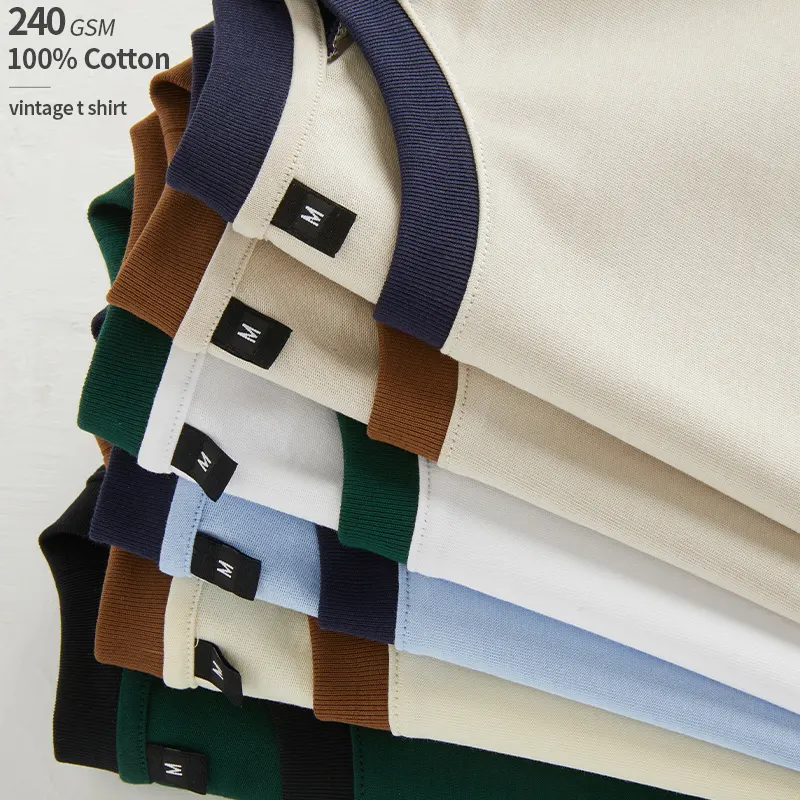wholesale us size oversized tshirt cotton 240grams heavyweight color block vintage t shirt