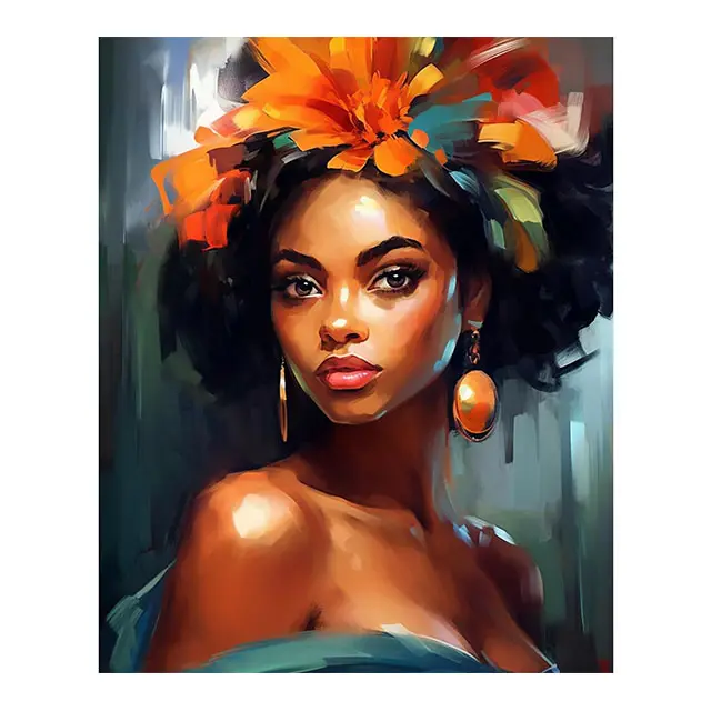 Pintura de mujer negra por número para adultos, kits de pintura al óleo digital de bricolaje sobre lienzo con pinceles y pigmento acrílico,