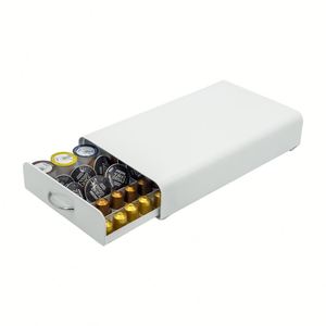 Household Metal White Coffee <b>Pod</b> <b>Stand</b> 40 to 60 Pcs High Capacity <b>Nespresso</b> Capsule Mixture Holder Drawer - Product Image 1