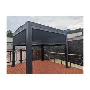 Pergola bioclimatique solaire en aluminium moderne, <span class=keywords><strong>stores</strong></span> électriques muraux pour toit, gazebo extérieur en métal - Product Image 4