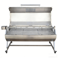 Grill à charbon de bois avec rôtissoire, grande taille, réglable, en acier inoxydable, pour porc et agneau, usage commercial extérieur, personnalisable OEM