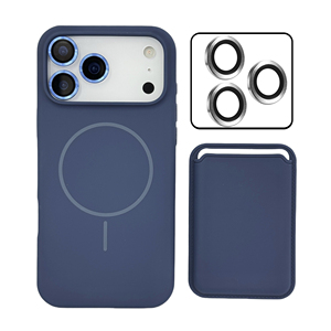 Ensemble cadeau d'accessoires pour téléphone portable : boîte en silicone pour iPhone, portefeuille avec film protecteur d'objectif, <span class=keywords><strong>porte</strong></span>-cartes, multicolores, vente en gros - Product Image 1
