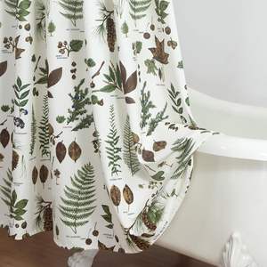 Watercolor Botanical Leaf Print Stall Fabric <b>Shower</b> <b>Curtain</b> Sage Green Gray <b>Yellow</b> Waterproof Hooks for Home Decor Bathroom - Product Image 5