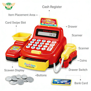 <span class=keywords><strong>Caisse</strong></span> <span class=keywords><strong>enregistreuse</strong></span> de supermarché pour enfants en gros avec accessoires de chariot de courses pour jeu d'imitation - Product Image 4