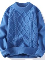 Nouveau pull en tricot pour homme, style rétro, fleurs torsadées brodées, pull d'hiver, automne, taille jeune, col anti-rétrécissement, tissage à rayures