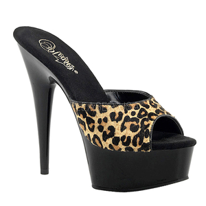 Sandalias de Plataforma con Estampado de Leopardo, Punta Abierta, Tacón de Aguja, Zapatos de PU Tipo Mule para Discoteca, Club, Fiesta - Product Image 1