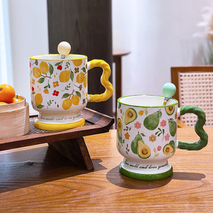 Taza de cerámica Zuo Mu con diseño de limón, resistente al calor, para café, té, regalo, uso en oficina, 12oz - Product Image 3
