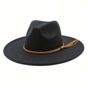 Sombreros Fedora de Jazz Personalizados para Hombre y Mujer, Colección Otoño-Invierno, con Borde Ancho y Borlas Trenzadas de Gamuza, para Fiestas - Product Image 2
