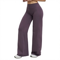 Pantalon de sport ample à taille haute, anti-transpiration, coupe large et évasée, pour activités de plein air et fitness
