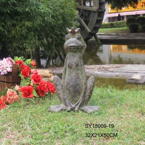 Handmade del metallo finitura in fibra di yoga statua frog figurine - Product Image 6