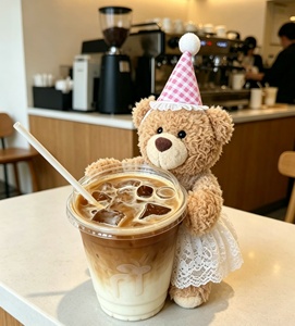 Porte-tasse en dentelle Teddy Bear avec couronne de fleurs/chapeau de fête - Product Image 4