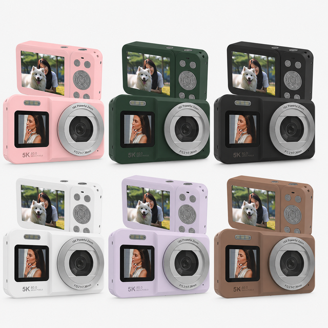 Customizable Selfie 5K Video 18X Digital Zoom Auto Focus Compact Pocket Dual Screen Cam with LED Flash 80MP Photo for Beginner