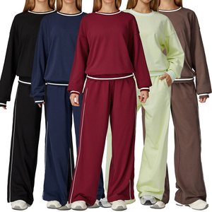Abito Casual autunno/inverno da <span class=keywords><strong>donna</strong></span> con maglione a contrasto e <span class=keywords><strong>pantaloni</strong></span> sportivi sopra il ginocchio comodo Top di moda Outdoor - Product Image 1
