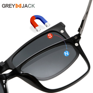 Gafas de Sol Magnéticas Greyjack, Montura Negra de TR Metálico, Lentes TAC con Protección UV400, Diseño Cuadrado Unisex - Product Image 1