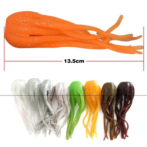 Alpha <span class=keywords><strong>Venta</strong></span> al por mayor 13,5 CM Reemplazo que brilla en la oscuridad TPE Faldas de <span class=keywords><strong>pulpo</strong></span> Cebo 6 colores para Metal Jig Head Pesca nocturna - Product Image 1