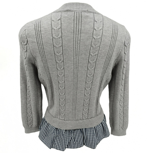Combinaison de tricot et de tissu tissé Broderie au <span class=keywords><strong>crochet</strong></span> <span class=keywords><strong>Cardigan</strong></span> à manches longues pour fille avec boutons colorés - Product Image 4