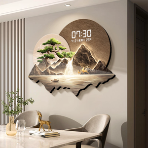 Décoration d'intérieur de luxe à LED pour salon, toile de fond de canapé, <span class=keywords><strong>horloge</strong></span> numérique silencieuse, peinture en porcelaine de cristal - Product Image 1