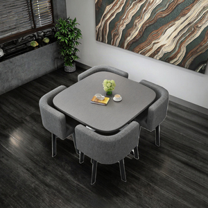 Ensemble de <span class=keywords><strong>table</strong></span> à manger moderne en <span class=keywords><strong>bois</strong></span> rectangulaire pour 4 personnes, pour la maison, la cuisine, le restaurant, le café, salle à manger de luxe - Product Image 3