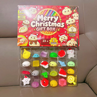 YT Wholesale Compte à rebours de Noël 24 jours de surprises, Ensemble de jouets anti-stress à presser, comprenant des jouets squishy en forme de dumpling et des pendentifs squishy