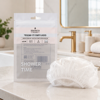 Fabricant de sacs personnalisés à fenêtre partielle et trois soudures latérales, pochette zippée composite pour l'emballage de bonnets de douche et de gants de bain
