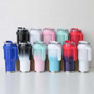 Customizable Logo 40 oz Outdoor Double-Walled Insulated Tumbler Cup Handle 30 oz 40 oz 4 Cup Sealing Machine Includes Spoon - Product Image 5