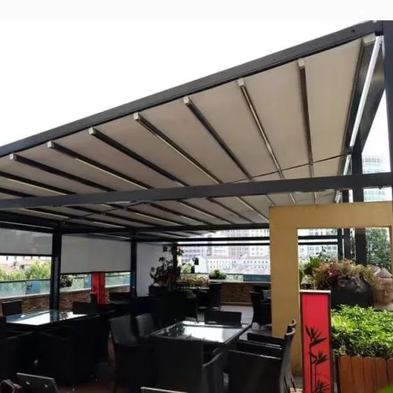 Bán Trực Tiếp Từ Nhà Máy Nhôm Ngoài Trời Có Thể Thu Vào Pergola Nhôm Ngoài Trời Hệ Thống Gấp Mái Có Thể Thu Vào Pergola Mái Hiên Pergola