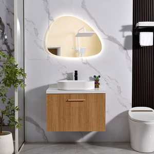 Mueble de <span class=keywords><strong>Baño</strong></span> Moderno de Lujo, Impermeable, de Madera Maciza, Rectangular, con Espejo LED y Gabinetes, <span class=keywords><strong>para</strong></span> Montar en la Pared - Product Image 2