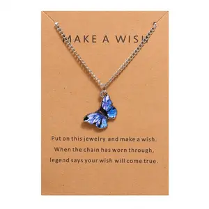 Позолоченное ожерелье 14K с многоцветной подвеской в виде бабочки, богемная цепочка из сплава, модные украшения, нержавеющая сталь