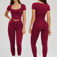 Nouvel ensemble de sport 2 pièces pour femme : Legging de yoga taille haute rayé et brassière de sport crop top