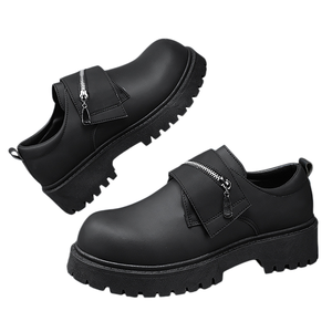 Nouvelles Chaussures <span class=keywords><strong>Femme</strong></span> <span class=keywords><strong>Pas</strong></span> Chères Livraison Gratuite Bottines Derby Noires à Bout Large à Prix Bas Fabricant de Chaussures de Mode en PVC Exportation Usine - Product Image 3