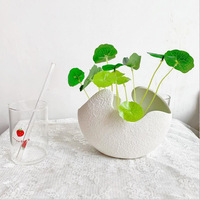 Moderne Nordische Elegante Weiße Keramik-Eierschalen-Vase Große Form Blumentopf Heim-Desktop-Deko