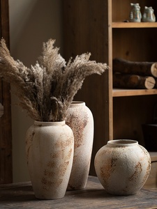 Nouveau <span class=keywords><strong>vase</strong></span> en céramique de style <span class=keywords><strong>chinois</strong></span> Wabi-Sabi, <span class=keywords><strong>grand</strong></span> <span class=keywords><strong>vase</strong></span>, design en poterie grossière vieillie et mouchetée, pour l'entrée, le meuble TV, l'arrangement floral - Product Image 5