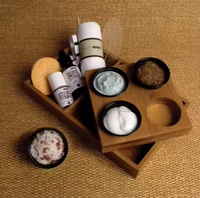 Plateau de spa en bambou personnalisé, porte-huiles essentielles, plateau d'accessoires en bois, plateau de pédicure avec 4 fentes pour hôtel, salon, plateau de rangement