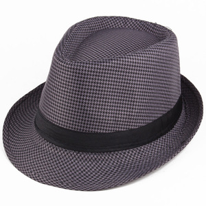 Cappello Fedora <span class=keywords><strong>Trilby</strong></span> da uomo estivo in cotone a righe e quadri inglesi grigio chiaro L/XL 58cm - Product Image 4