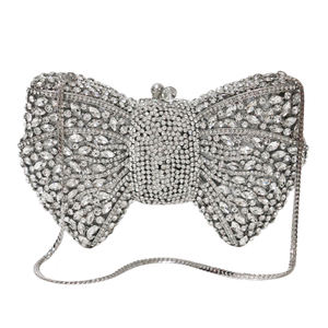 Evening Pouch Hand Bag Bolsa Rhinestone Luxo Festa Feminina Pedra Diamante Casamento Glitter Fancy Lady Designer Bow Crystal Clutch - Product Image 1