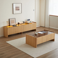 Meuble TV minimaliste italien, armoire de rangement raffinée, meuble de salon de style hôtelier avec vitrine éclairée par LED
