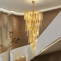 Lustre décoratif VH personnalisable en cristal tout en cuivre Design créatif pour l'éclairage du hall de la villa et de l'hôtel Forme longue