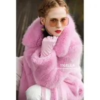 YIGELILA 2021 थोक नई फैशन देवियों सर्दियों फर कोट महिलाओं लंबी आस्तीन फॉक्स फर जैकेट कोट
